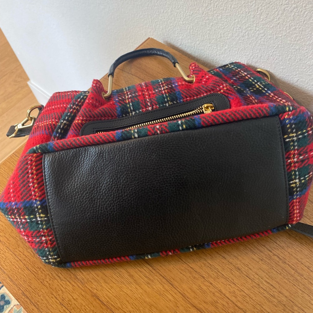 J.W. HULME CO. Red Plaid Crossbody Bag with Black Leather and brass handles - Picture 8 of 12